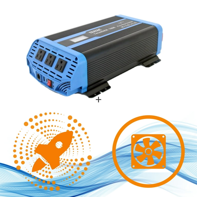 Erayak 1000W Pure Sine Wave Inverter 12V DC to 120V AC Converter for Home, RV, Truck, Off-Grid Solar Power Inverter 12V to 110V with Type C and 2.1A
