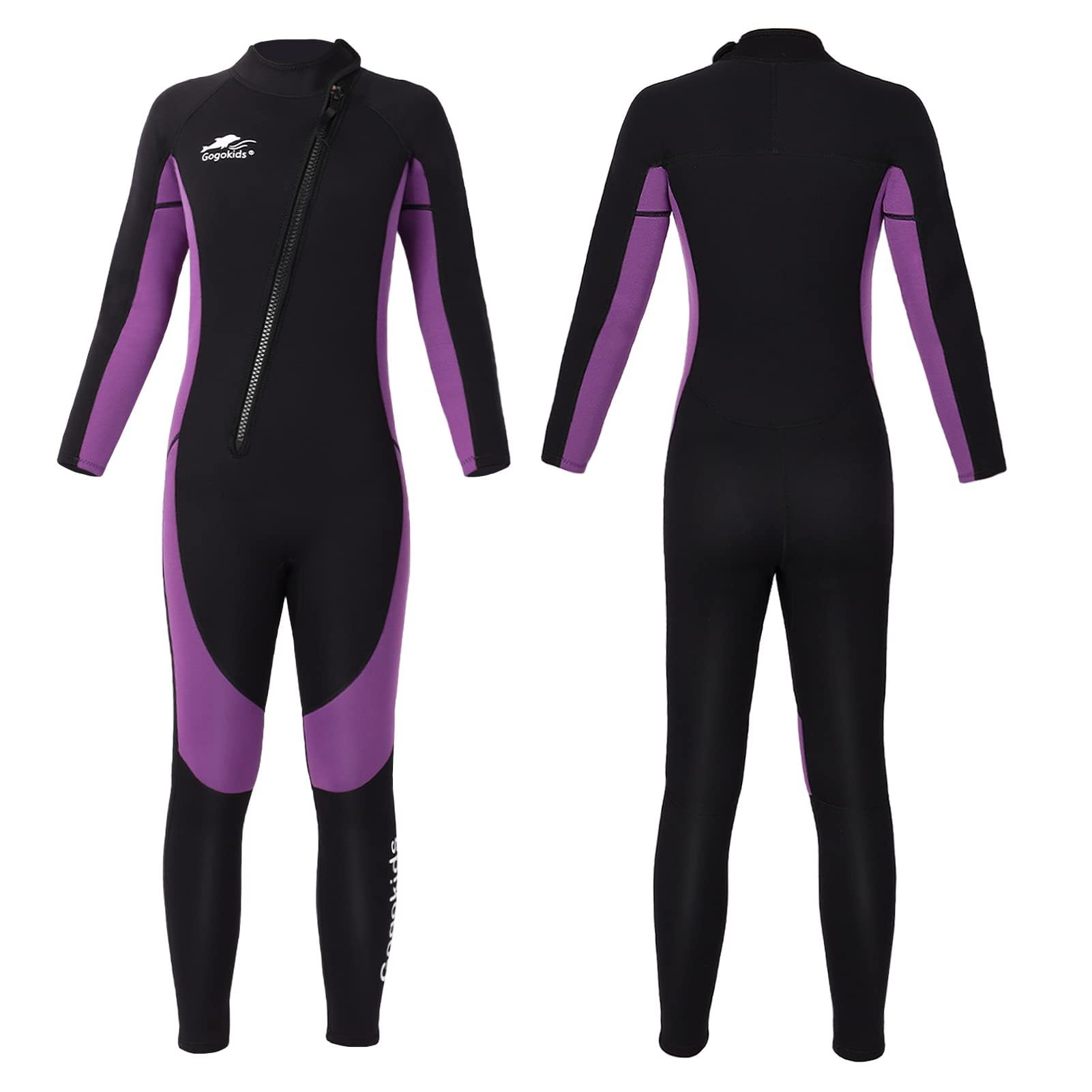 Gogokids Kids Wetsuit 2.5mm Neoprene Youth Thermal Long Sleeves UV  Protection Wet Suit Diving Suit for Swimming Surf Snorkeling,Purple 