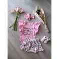 thumbnail image 4 of Global Trend LLC Little Infant Baby Girl Apparel Ruffled Sleeveless O-Neck Romper - Floral Camo with Headband, 4 of 7