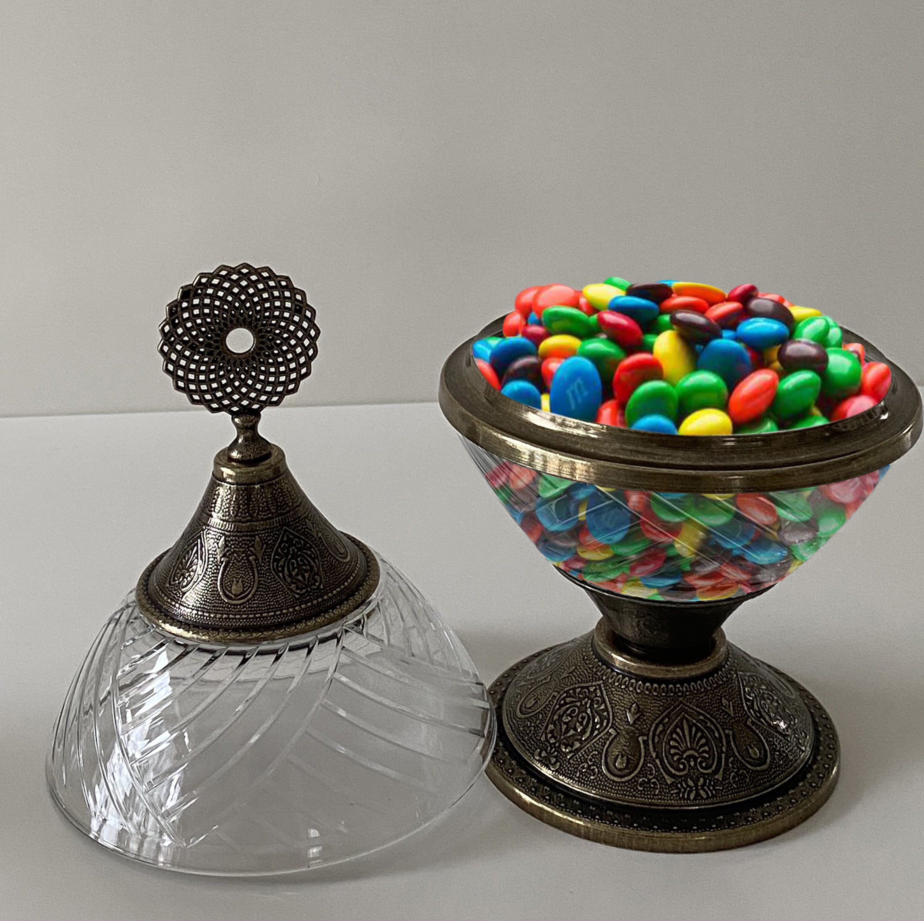 Vintage Candy Bowl with Lid, Turkish Delight Serving Bowl, Authentic