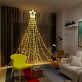 thumbnail image 4 of Lámpara Led de estrella de cinco puntas, cascada, agua corriente, energía Solar, patio, luces de estrella decorativas para exteriores, cadena impermeable, enchufe de EE. UU. JAMW Sencillez, 4 of 5