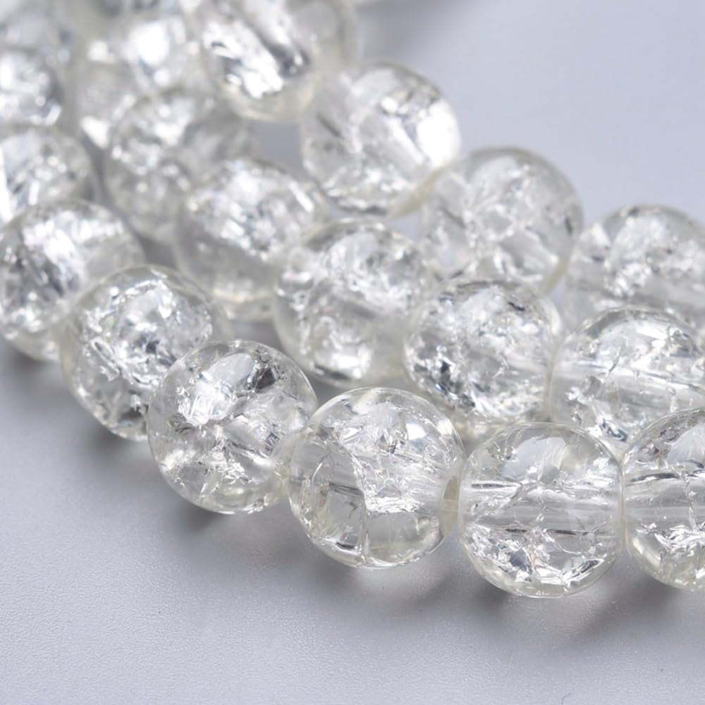 20Strands Spray Painted Crackle Glass Beads Strands Round Clear 8mm Hole: 1.3-1.6mm About 100pcs/strand 31.4 inch