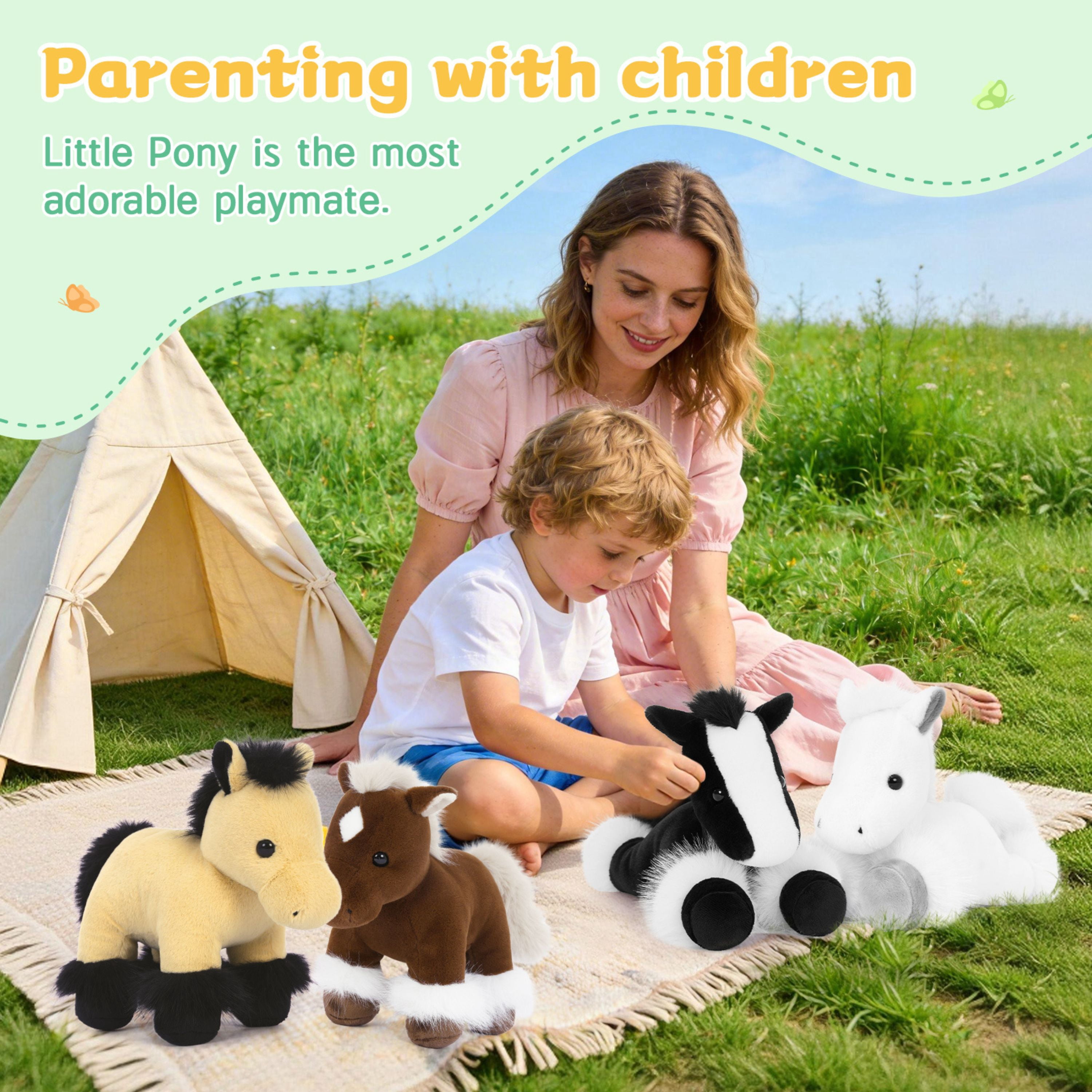 Tezituor 4Pcs Horse Stuffed Animal Bulk Stuffed Animal Horse Plush Toy