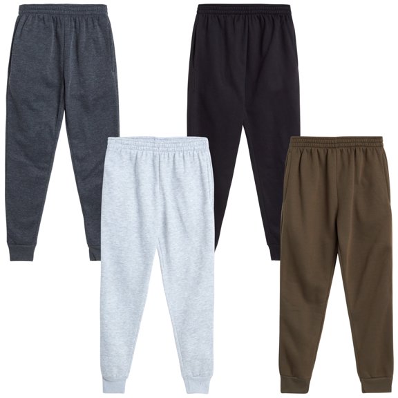 Quad Seven Boys’ Sweatpants – 4 Pack Active Fleece Joggers (Size: 4-18)