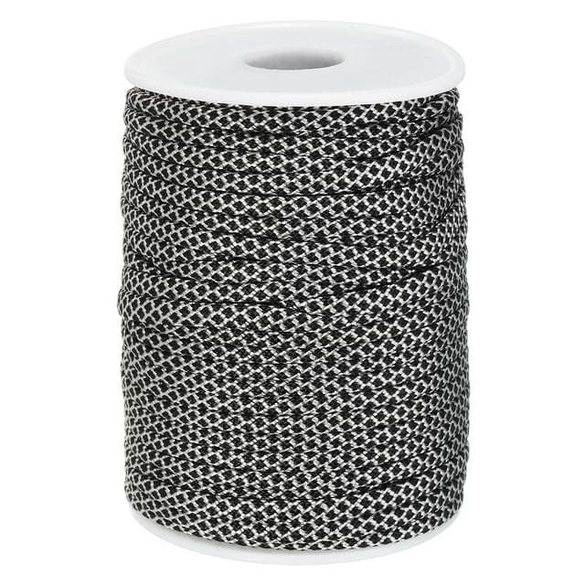 Cuerda Paracord Uxcell 330lb, 4mm 7 hebras, cordón de carrete para camping, hamaca, cuadrícula negra y blanca, 98 pies
