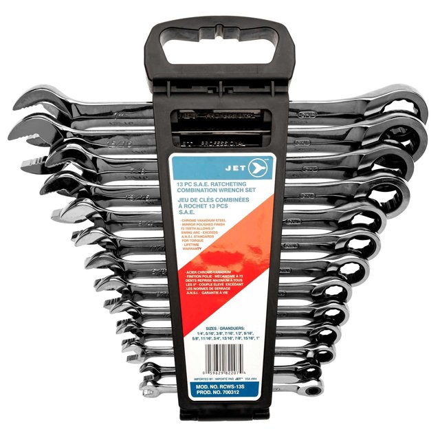 JET 13-Piece Long S.A.E. Ratcheting Combination Wrench Set, 700312