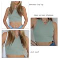 thumbnail image 3 of Top corto sin mangas para mujer, cuello en V, chaleco informal ajustado de verano, Top de punto acanalado para turismo de ocio al aire libre, 3 of 5