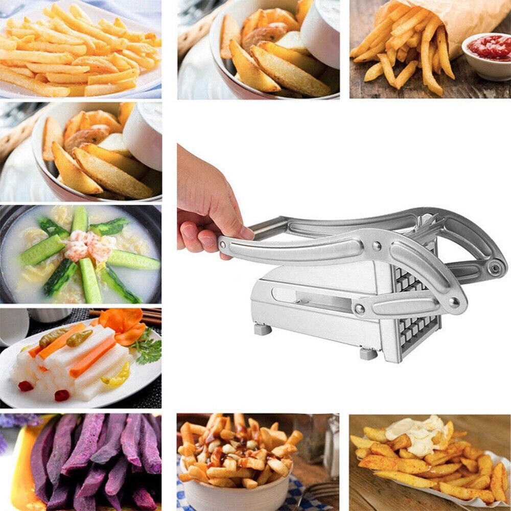 JLLOM French Fry Cutter Stainless Steel Potato Slicer, Food Grade Potato  Cutter with No-Slip Base & 2 Blades for Potato Vegetable Radish Cucumber  Onion 