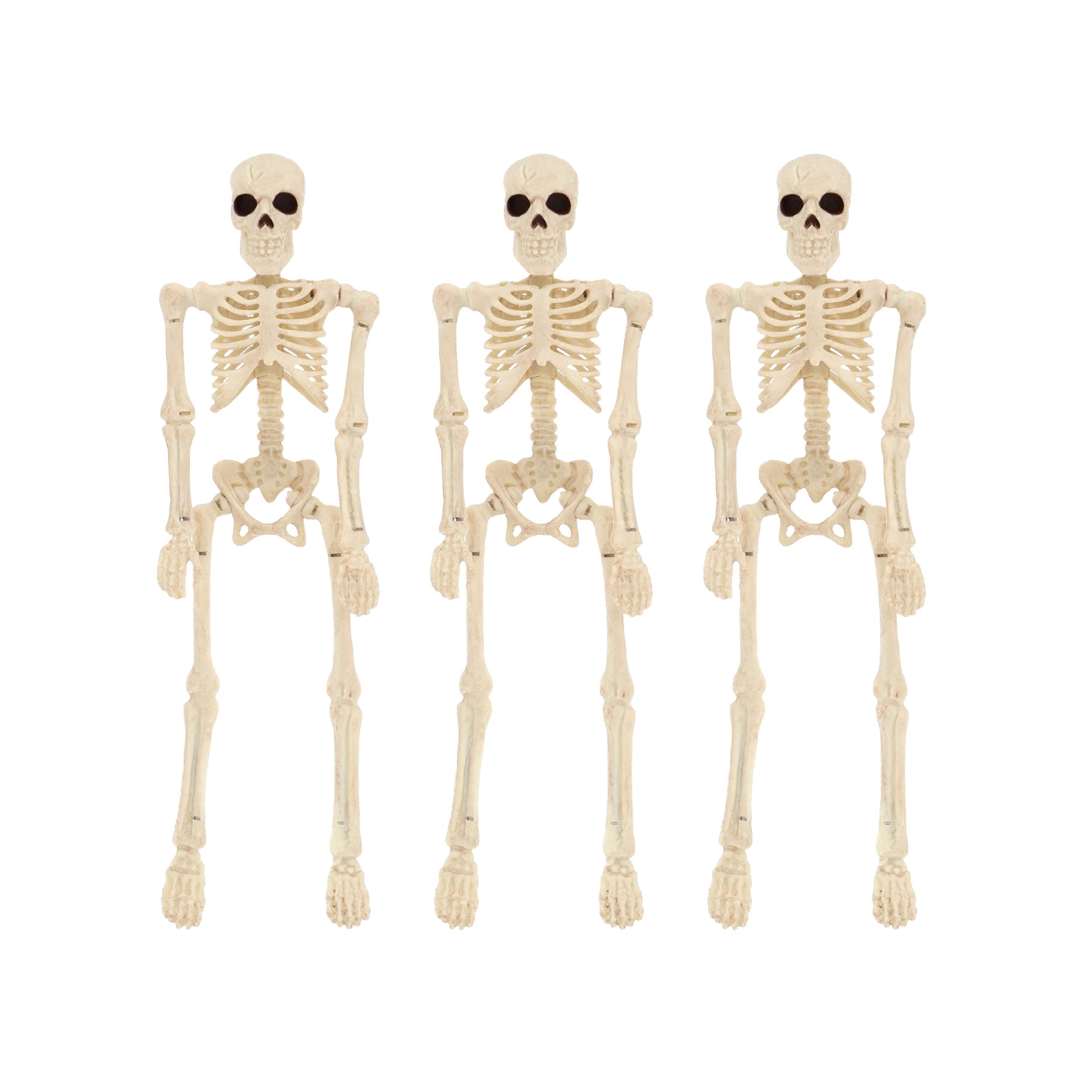 Mini Faux Posable Skeletons, 8", 3 Count, Halloween by Way To Celebrate