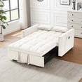 thumbnail image 2 of 53 inch 3-in-1 Convertible Sofa Bed  Pull Out Sofa, Multi - Functional Loveseat Sleeper with Adjustable Back, Side Pockets & Smooth Wheels, Velvet Upholstered for Living Room, Beige, 2 of 7