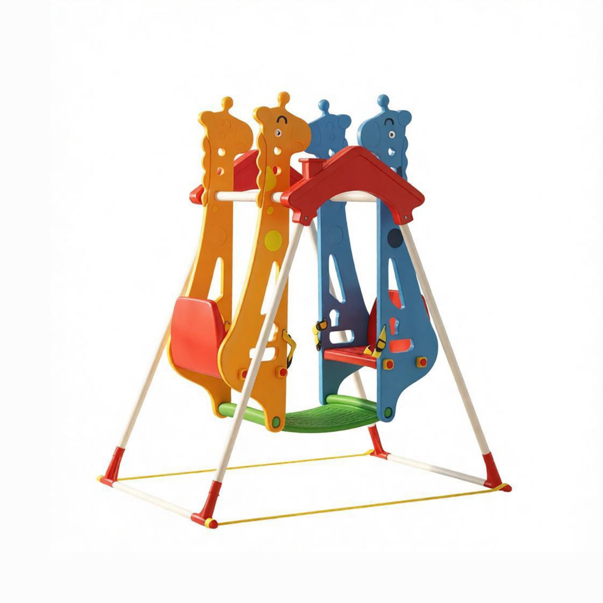 Kids Indoor Double Seats Swing, with Safety Belts, for 3-5Y Kids Vestibular Balance Training in Play Room & Living Room