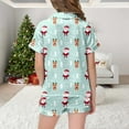 thumbnail image 5 of Tfken Girls Christmas Pajamas Santa Claus Graphic Print Sleepwear Summer Fall Casual Button Down Short Sleeve Top Shorts 2 Piece Festival Party Pjs Set,Size 2-13 Years Light Purple, 5 of 6