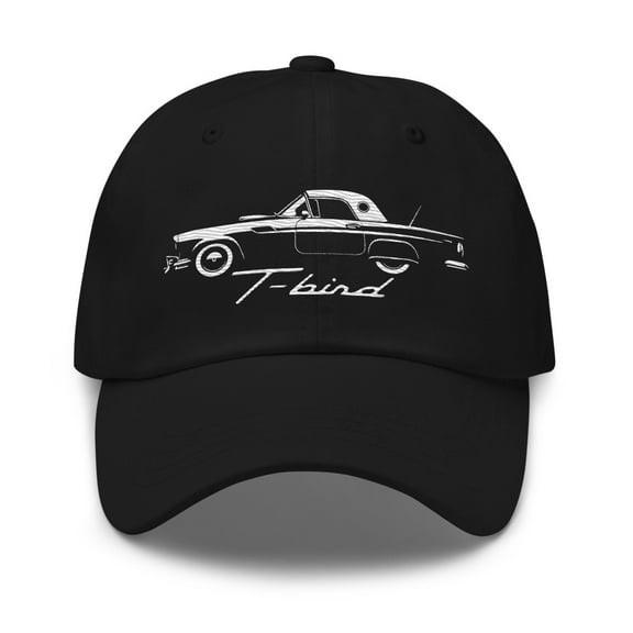 1957 Thunderbird Dad hat for Classic car Enthusiasts T-Bird Silhouette Cap (Black)