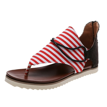 

nsendm Sandals with Bows for Women Wide Toe Summer Breathable Open Shoes Slip Rhinestone Sandals for Women Size 9 Red 8