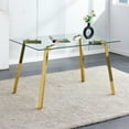 thumbnail image 2 of Modern Minimalist Style Rectangular Glass Dining Table, Tempered Glass Tabletop and Golden Metal Legs, Suitable for Kitchen, Dining Room, Living Room, 51" * 31.5" * 29.5", 2 of 9