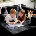 thumbnail image 3 of Congermom 105" Modular L-Shape Sectional Sofa with Chaise & Pillows, Comfy Deep-Seat Cloud-Couch, Luxury Velvet Sectional for Living Room, Right Facing Chaise, Black, 3 of 8