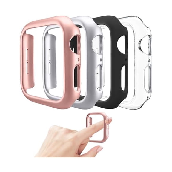 4 Pack Hard PC Bumper Case Compatible with Apple Watch SE (2nd Gen) Series 6 Series 5 Series 4 40mm Without Screen Protector, Scratch Resistant Protective Frame Edge Cover for iWatch 40mm