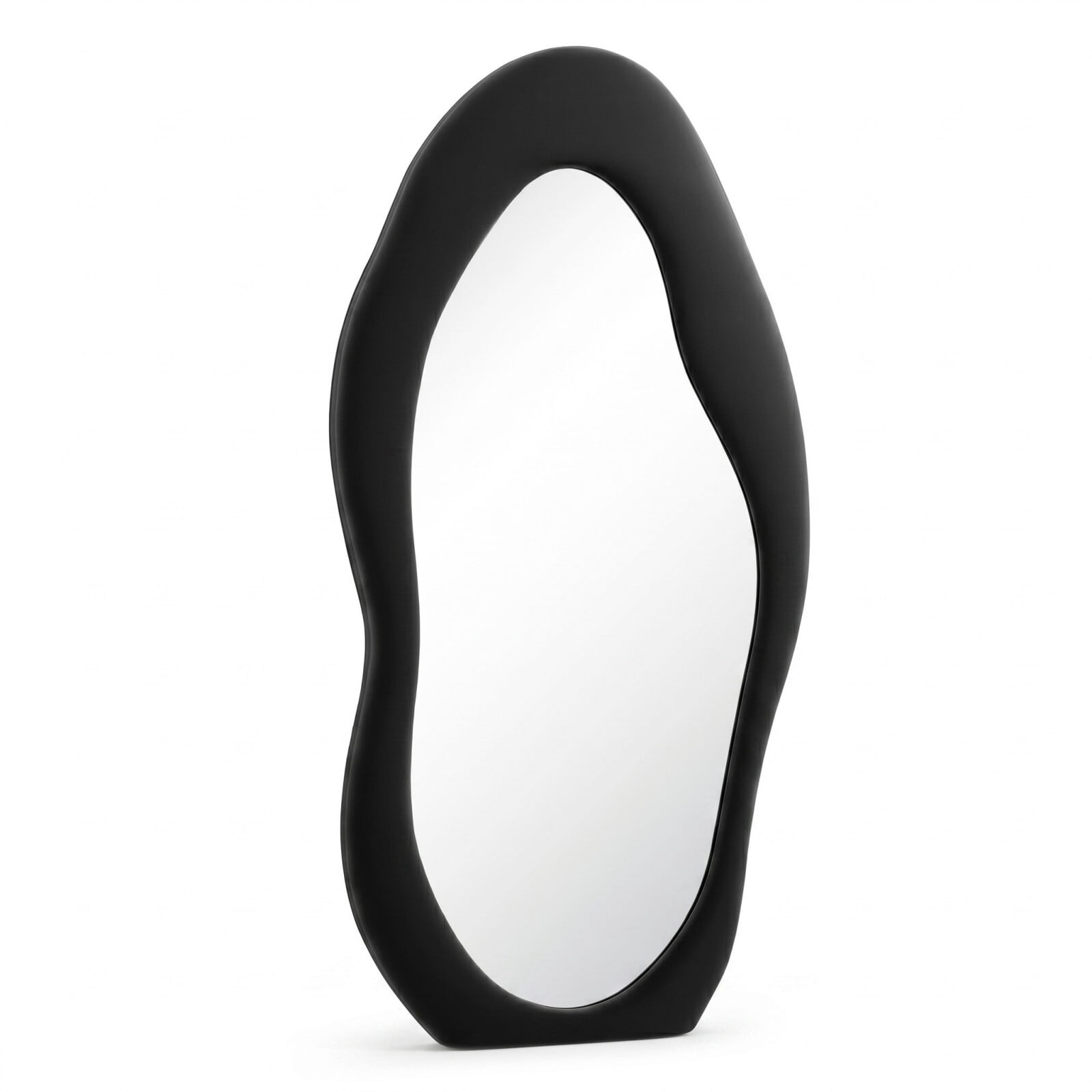 Gleamira 71"x30" Full Length Mirror Irregular Floor Mirror Flannel Wrapped Wooden Frame Hanging Leaning Mirror,Black