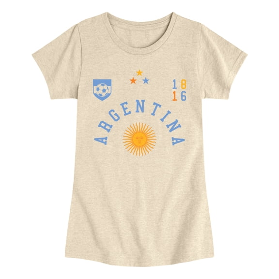 Instant Message - Argentina Soccer Jersey - Youth Girls Fitted Short Sleeve T-Shirt