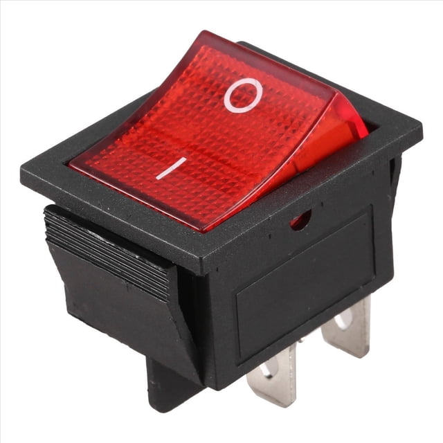 Luz roja iluminada DPST ON/OFF Interruptor del balancin de broche en 16A 20A 250V AC