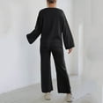 thumbnail image 5 of YUGYXL Women's Sweatsuit 2 Piece Outfits Crewneck Long Sleeve Knit Sweater Top Wide Leg Pants Lounge Sets Knit Tracksuits Black L, 5 of 7