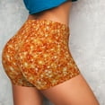 thumbnail image 4 of Balery Orange Glitter Pantalones cortos de entrenamiento estampados para mujer, sin costuras, ajustados, para gimnasio, yoga, correr, deportes, ejercicio activo, fitness.-Small, 4 of 8