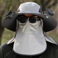 thumbnail image 2 of Wide-brimmed Hat with Fan Wide Brim Solar Fan Hat with Dual Fans Uv Bucket Hat Neck Flap Face Guard 3-speed Adjustable for Outdoor Activities Fishing, 2 of 3