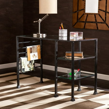 Redden Metal/Glass Writing Desk, Black