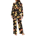thumbnail image 6 of DISNIMO Maple Leaves Printed Pajama for Women Set 2 Piece Pjs Lounge Set with Pockets Long Sleeve Button Down Sleepwear with Long Pants Casual Loose Loungewear Nightwear, L, 6 of 7