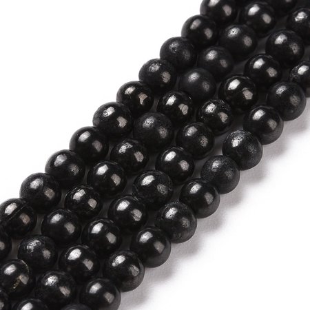 2Strand Natural Shungite Beads Strands Grade AB Round 4mm Hole: 0.8mm about 86pcs/strand 14.96''(38cm)
