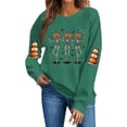 thumbnail image 3 of Jsaierl Halloween Sweatshirts for Women Cute Ghost Print Pullovers Stretch Holiday Crewneck Long Sleeve Sweater Tops Halloween Party Supplies, Sizes S-2XL, 3 of 6