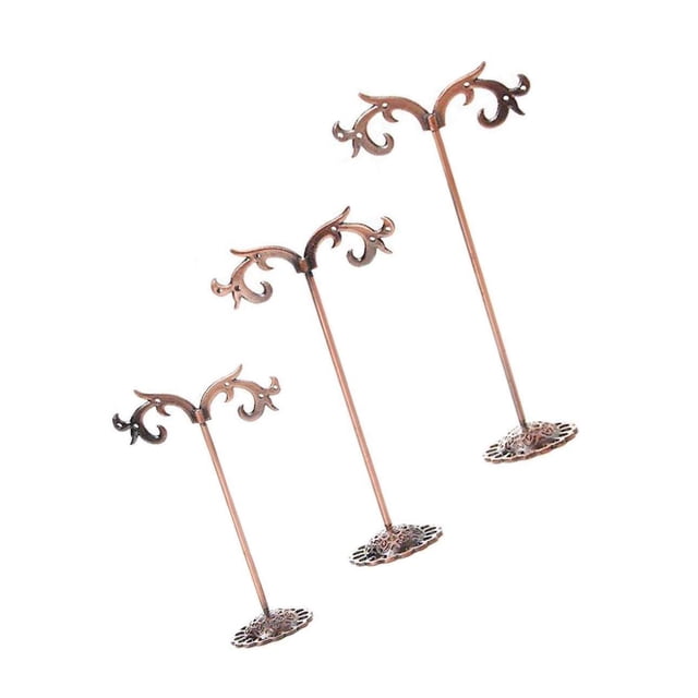 3x Iron T Bar Earring Necklace Jewelry Display Earrings Stand Rack Copper-Wave
