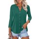 thumbnail image 1 of Camiseta ORANDESIGNE para mujer, manga 3/4, cuello en V, botones, verde, 1 of 6