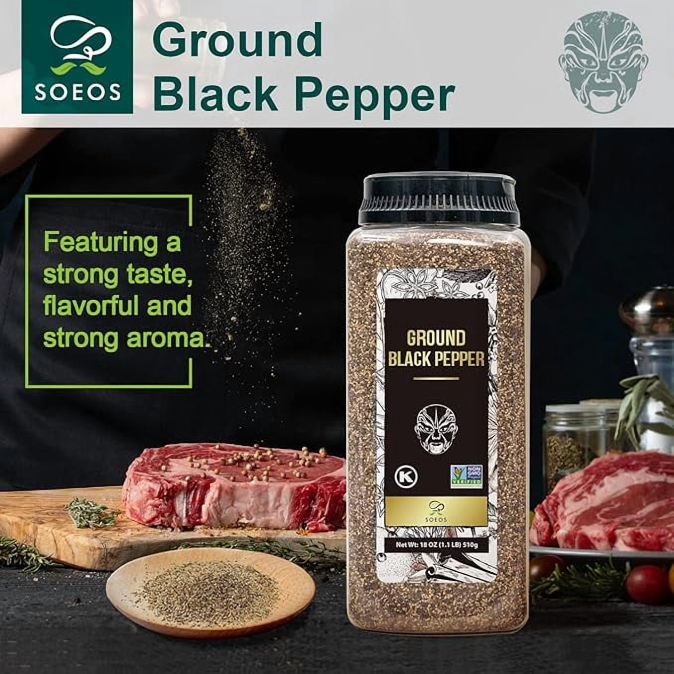 Soeos Table Ground Black Pepper - 2 Pack (36 oz Total)