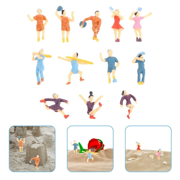 FELTECHELECTR 12Pcs Plastic Model Mini Human Figures Assorted Color For Diy Material And Sand Table Layout Decor 2.5In High