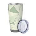 thumbnail image 2 of 20oz Car Cup Three-Piece Set Of Single Silver Edge No Smell Easy To Carry Heat Preservation For Daily Car Sports Travel Palegreen Geometric Lines_3, 2 of 8