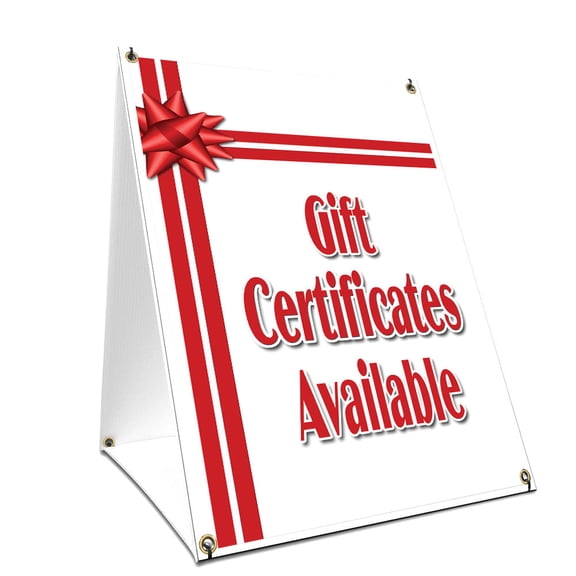 A-frame Sidewalk Gift Certificates Sign With Graphics On Each Side | 18" X 24" Print Size