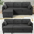 thumbnail image 6 of ACMEASE 84" L-Shaped Pull Out Sofa Bed w/Storage Chaise, Tufted Sectional Sofa w/USB Port, Fabric Sleeper Couch w/Cup Holders for Living Room, Grey, 6 of 7