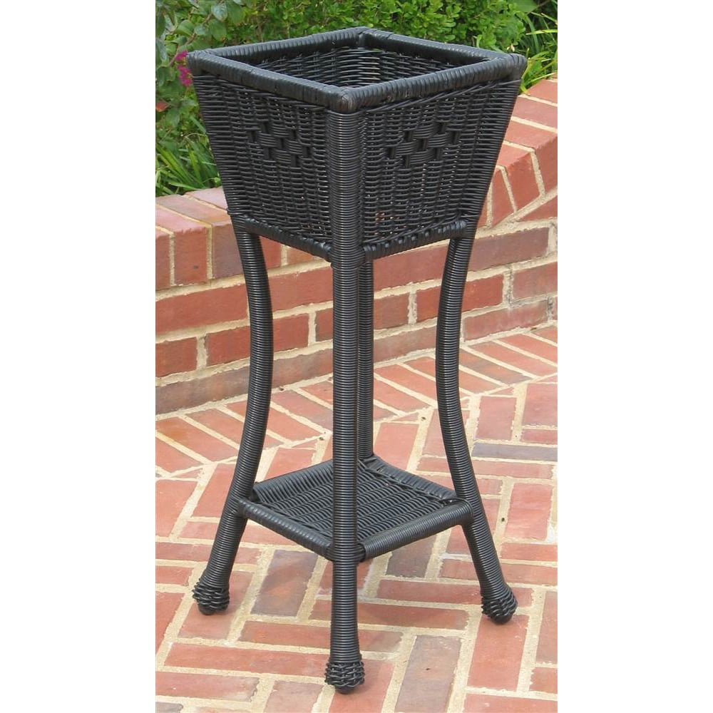 Wicker Resin/ Steel 2Tier Patio Plant Stand in Antique Black Walmart