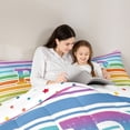 thumbnail image 4 of Manfei Rainbow Stripe Monogram Full Size Comforter Sets, Glitter Letter P Bedding Comforter Set, Multicolor White, Polka Dots Reversible 3-Piece, 1 Comforter and 2 Pillowcases, 4 of 6