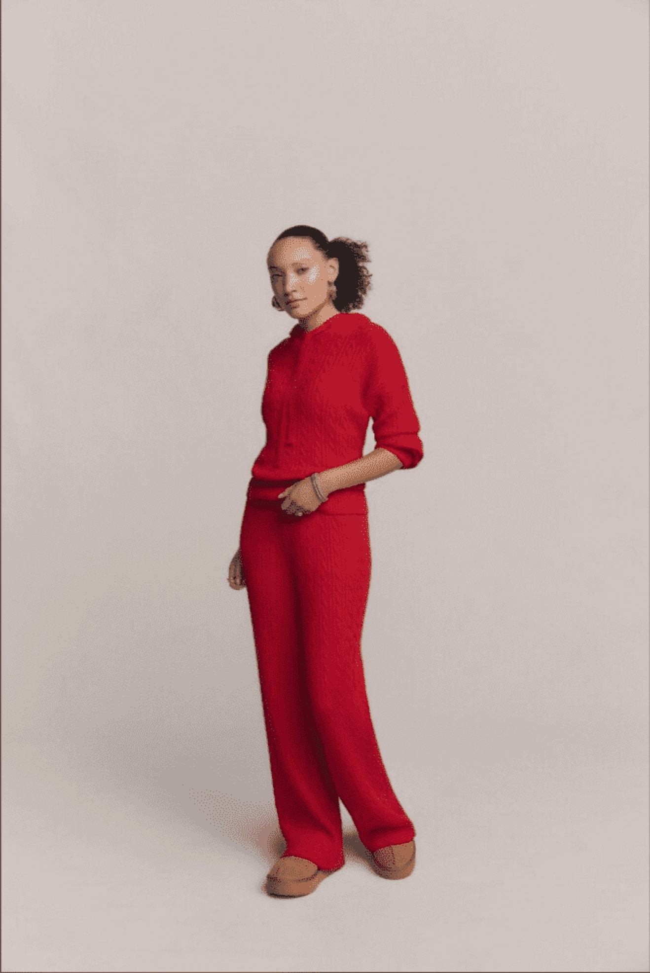 Free Assembly Women's Cozy Yarn Wide Leg Cable Knit Sweater Pants, Size XS-XXL