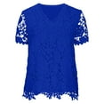 thumbnail image 4 of Women Summer Tops Summer Vest Loose Pleated Square Neck Short Sleeve Top Curved Hem Loose Large Size Women's Top Woman N Thermal V Neck Tops for Women Athletic T Shirts Long Sleeve Dressy Blue M, 4 of 5