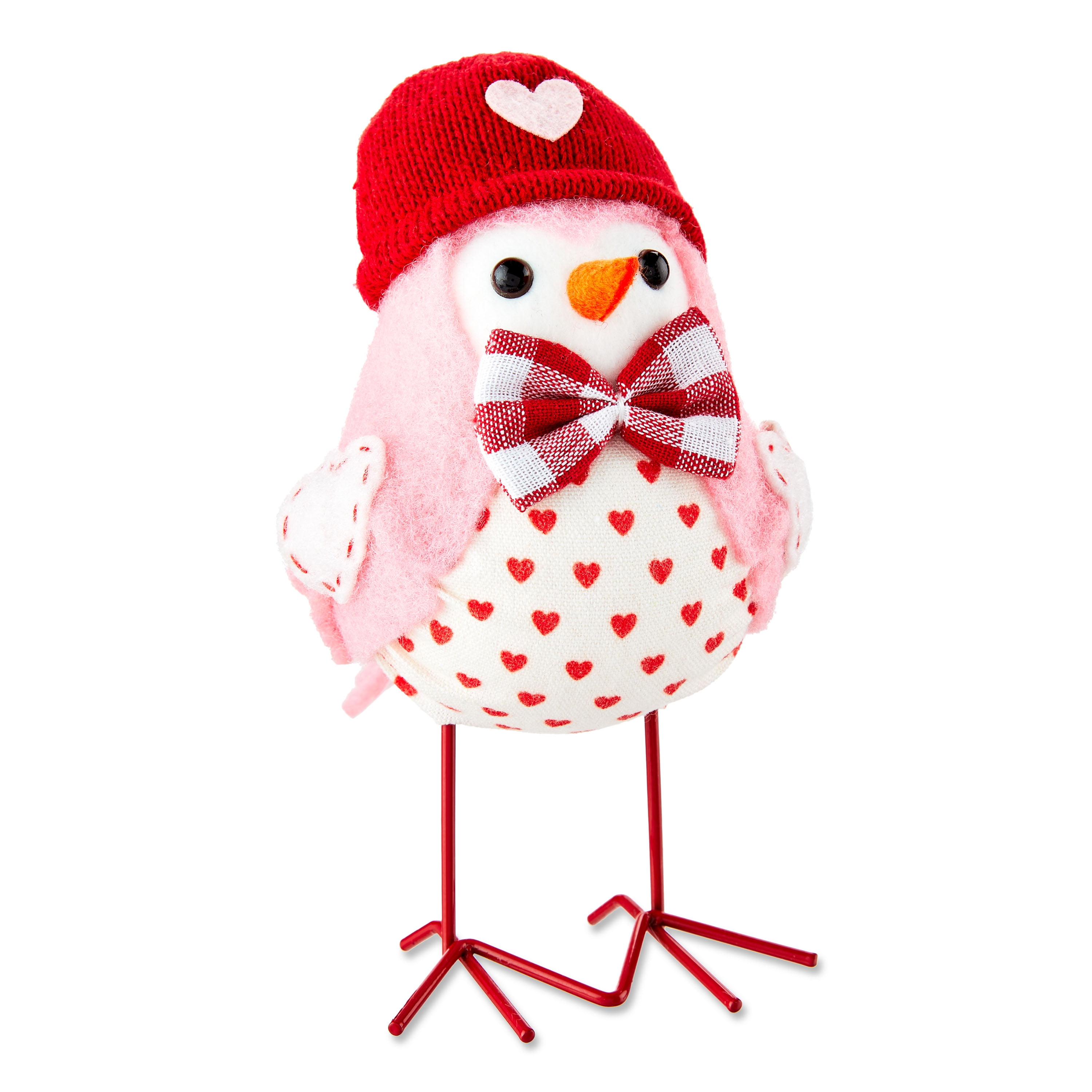 WAY TO CELEBRATE! Way to Celebrate Valentine's Day Fabric Bird with Red Hat Tabletop Decoration, 7" Tall