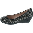thumbnail image 2 of Link Fisher-3K Girl's Slip On Rhinestone Wrapped Wedge Heel Party Shoes, Black, 11, 2 of 7