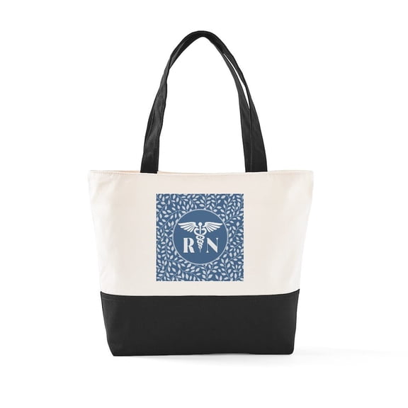 CafePress - Nurse RN Caduceus - Two Tone, 100% Cotton, Zipper Tote Bag