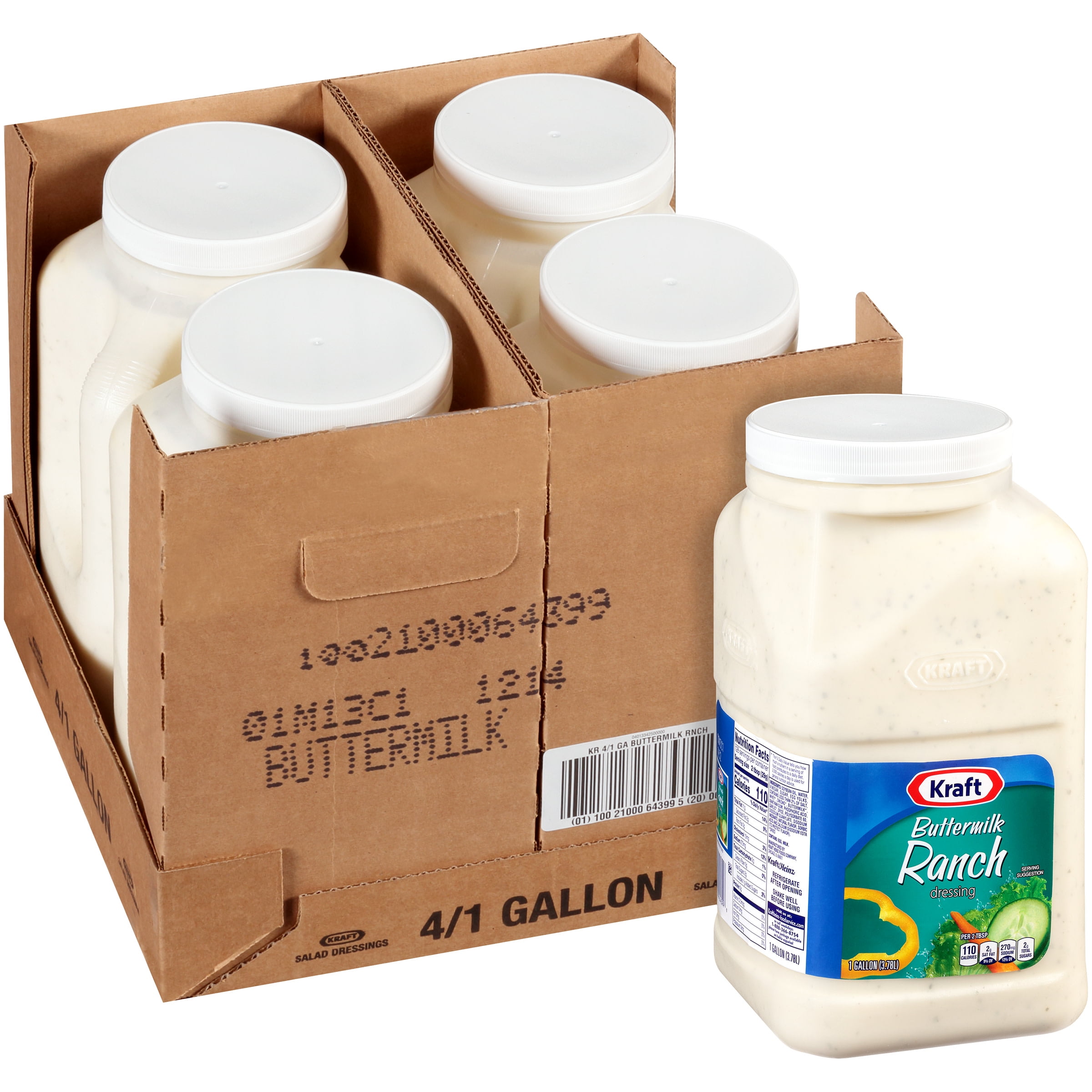 KRAFT Buttermilk Ranch Salad Dressing, 1 gal. Jugs (Pack of 4