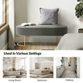thumbnail image 3 of Velvet Upholstered Entryway Bench Bed Foot Stool with Horseshoe-shaped Metal Base Bedroom Grey, 3 of 6