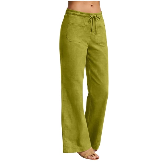 Tumotour Wide-Leg Pants for Women Baggy Long Pants Athletic Workout Running Slacks Summer Beach Trousers with Pocket