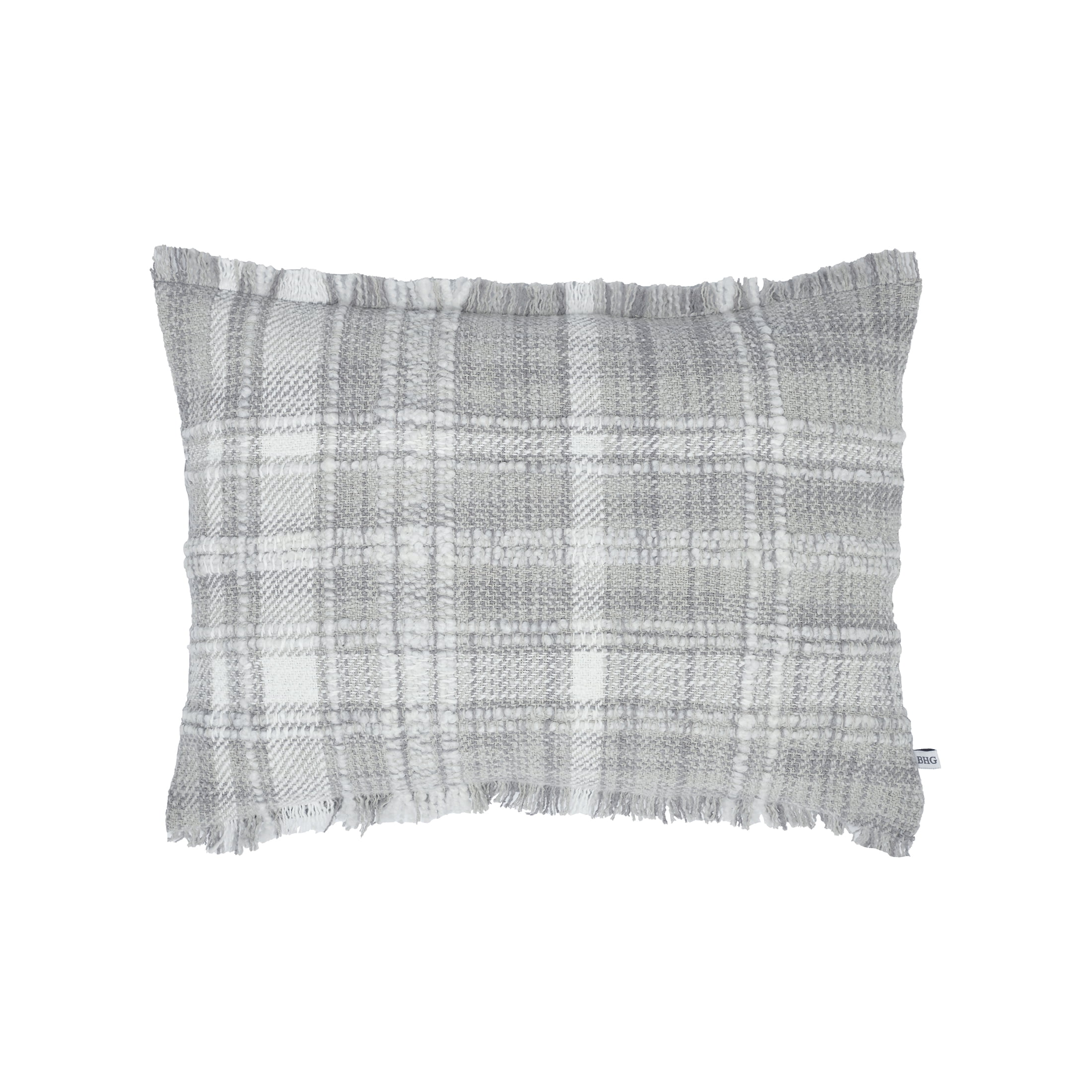 (2 pack) Better Homes & Gardens Lulu 14 in x 20 in Silver Plaid Cotton-Rich Decorative Pillow