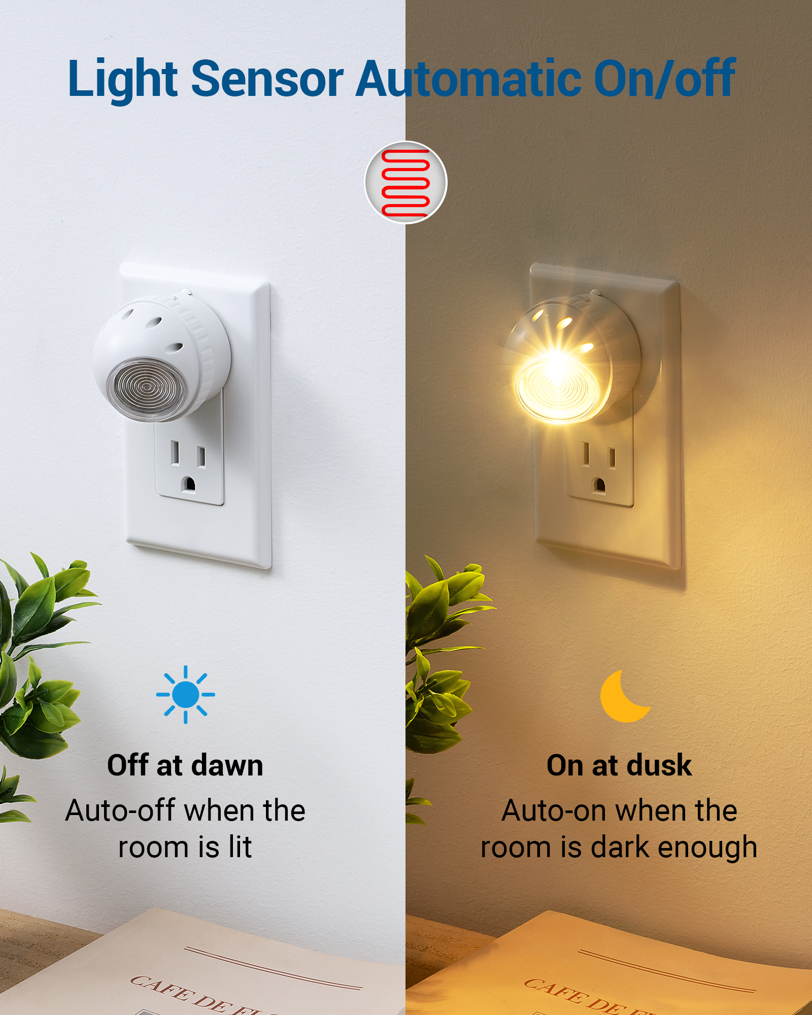 DEWENWILS 4-Pack LED Night Light Plug-In, Warm White photo 5